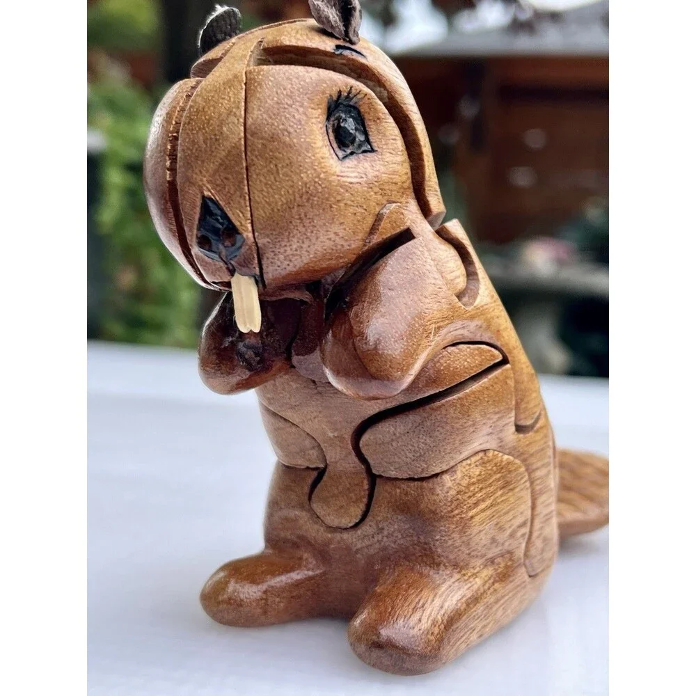 Peter Chapman Style Puzzle 2011 Red Mahogany Beaver 3D Interlocking